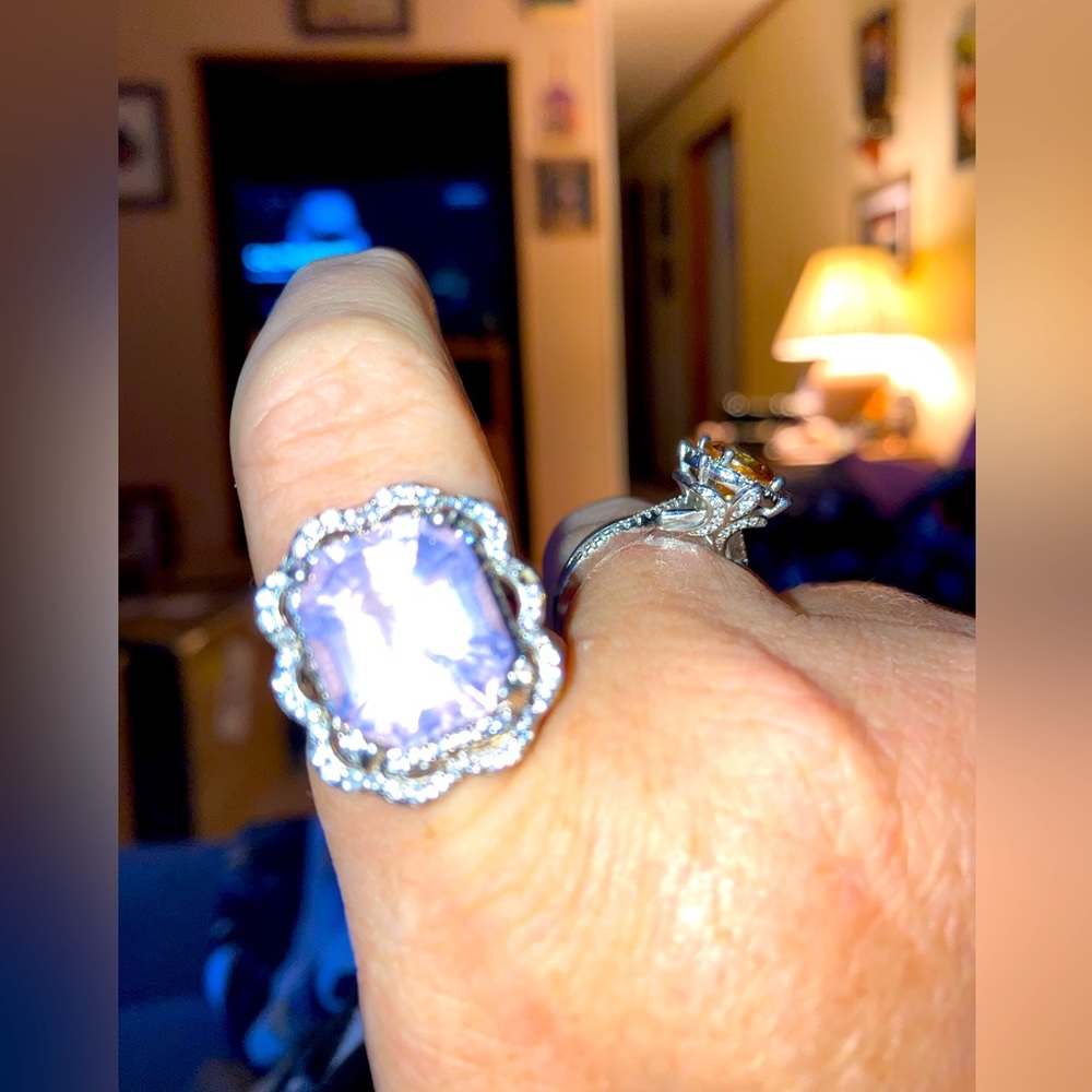 8 karat Lavender Moon Quartz Sterling Silver Adjustable Ring